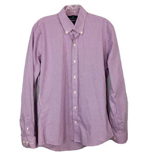 Buttoned Down Shirt Mens Sz 15.5 35 Red White Blue Plaid‎ Cotton Slim Fit Dress